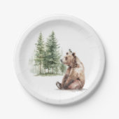 Waldtiere Bären- und Vogelspülung Pappteller (Vorderseite)