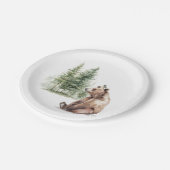 Waldtiere Bären- und Vogelspülung Pappteller (Schrägansicht)