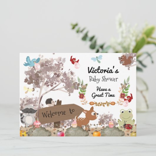 Waldtiere Begrüßung Einladung (Stehend Vorderseite)