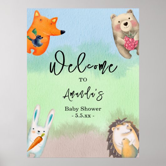 Waldtiere Begrüßungsdusche Poster (Vorne)