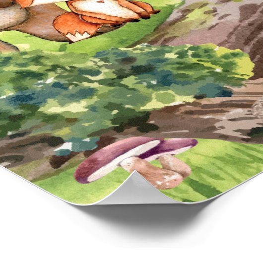 Waldtiere Begrüßungszeichen Poster (Ecke)