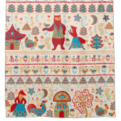 Waldtiere: Beige Hintergrund Duschvorhang (Vorderseite)