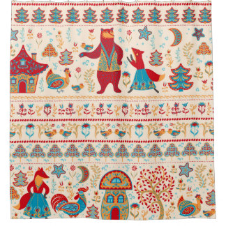 Waldtiere: Beige Hintergrund Duschvorhang