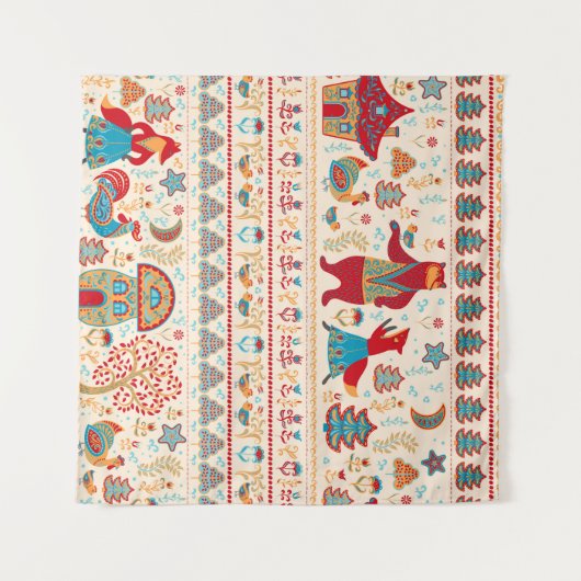 Waldtiere: Beige Hintergrund Wandteppich (Vorderseite (Horizontal))