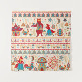 Waldtiere: Beige Hintergrund Wandteppich (Vorderseite)