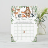 Waldtiere Bingo Baby Duschspiel Einladung (Stehend Vorderseite)