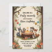 Waldtiere Birthday Forest Party Einladung (Vorderseite)