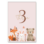 Waldtiere Birthday Pink Rustikal Tischnummer (Vorderseite)