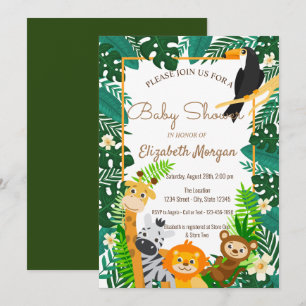 Waldtiere, Blätter Wald Baby Shower Einladung