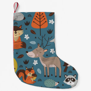 Waldtiere, blau, skandinavischer Stil Kleiner Weihnachtsstrumpf