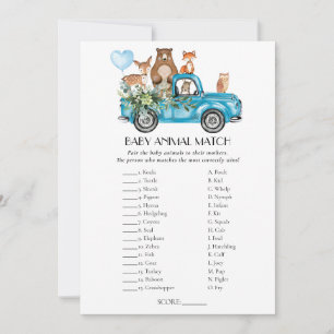 Waldtiere Blue Truck Match Game Card Einladung