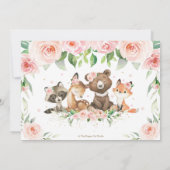 Waldtiere Blush Floral 1. Geburtstag Foto  Dankeskarte (Rückseite)