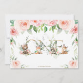 Waldtiere Blush Floral 1. Geburtstag Foto Dankeskarte (Rückseite)