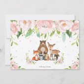 Waldtiere Blush Floral 1. Geburtstag Foto Einladung (Rückseite)