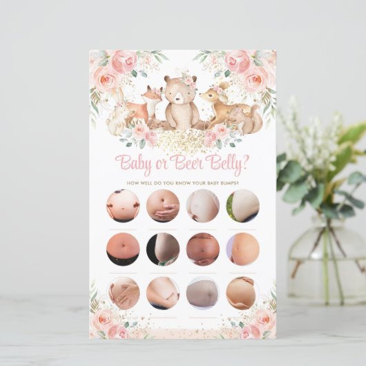 Waldtiere Blush Floral Baby oder Bierbauch (Stehend Vorderseite)