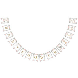 Waldtiere Blush Pink Bloral Baby Dusche Wimpelkette