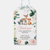 Waldtiere & Blush Pink Blume Kinderdusche Geschenkanhänger (Vorderseite)