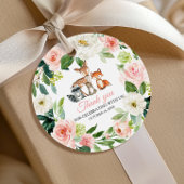 Waldtiere & Blush Pink Blume Kinderdusche Geschenkanhänger