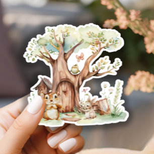 Waldtiere Boho-Baby-Party Aufkleber