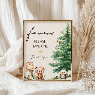 Waldtiere Boho-Baby-Party-Favor-Schild Poster