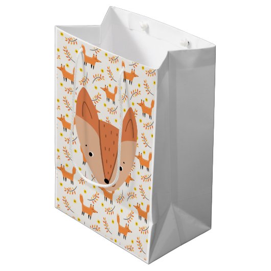 Waldtiere Boho Design Fox Mittlere Geschenktüte (Vorderseite Schrägansicht)
