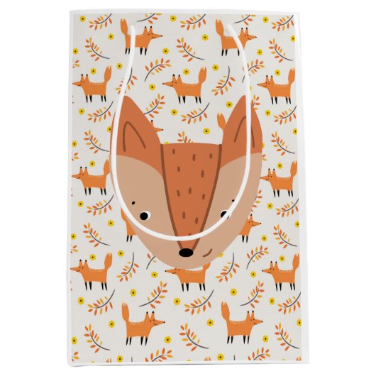 Waldtiere Boho Design Fox Mittlere Geschenktüte (Vorderseite)