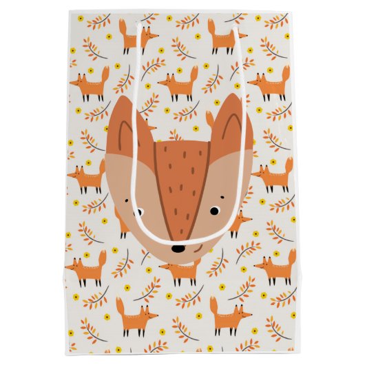 Waldtiere Boho Design Fox Mittlere Geschenktüte (Rückseite)
