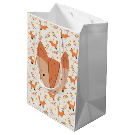 Waldtiere Boho Design Fox Mittlere Geschenktüte (Rückseite Schrägansicht)