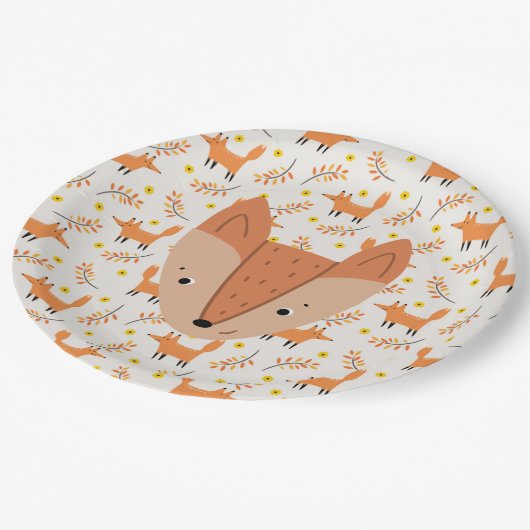 Waldtiere Boho Design Fox Pappteller (Schrägansicht)