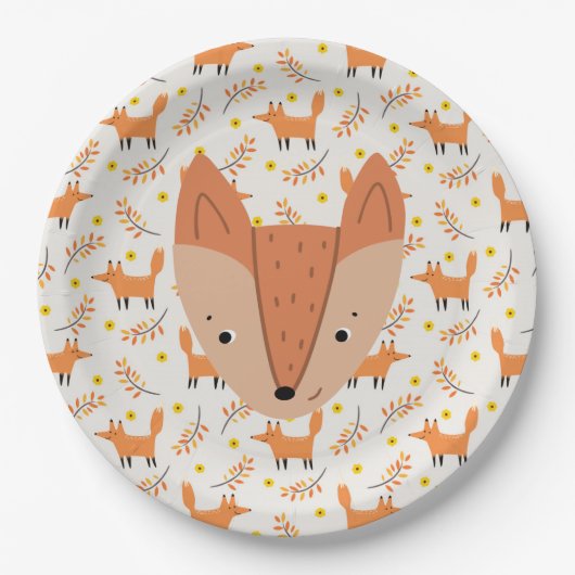 Waldtiere Boho Design Fox Pappteller (Vorderseite)