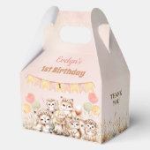 Waldtiere Boho Girl 1. Geburtstag Geschenkschachtel (Rückseite)