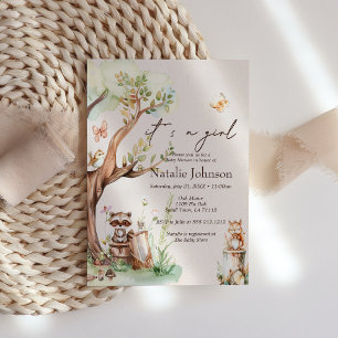 Waldtiere Boho Mädchen Baby-Party Einladung