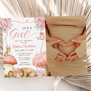 Waldtiere Boho Mädchen Baby Shower Foto Einladung