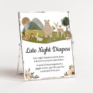 Waldtiere Boho Spate Night Diapers Poster