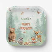 Waldtiere Botanische Babydusche Pappteller (Vorderseite)