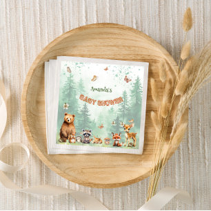 Waldtiere Botanische Babydusche Serviette