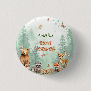 Waldtiere botanische Babyparty Button