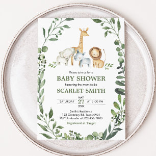Waldtiere Botanische Babyparty  Einladung