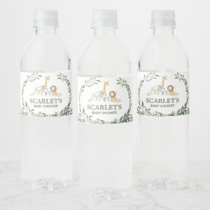 Waldtiere Botanische Babyparty Wasserflaschenetikett