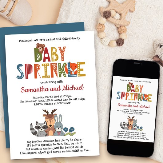 Waldtiere Boy Baby Sprinkle Niedlich Forest Einladung