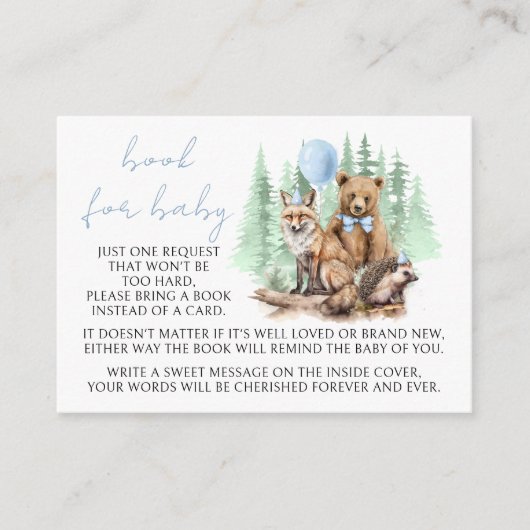 Waldtiere buchen Kinderdusche Begleitkarte (Vorderseite)