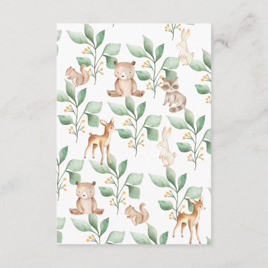 Waldtiere buchen Kinderkarte Begleitkarte (Rückseite)