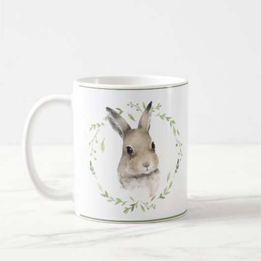 Waldtiere Bunny Greenery Wasserfarbe Niedlich Kaffeetasse (Links)