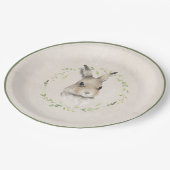 Waldtiere Bunny Rabbit Greenerity Baby Shower Pappteller (Schrägansicht)