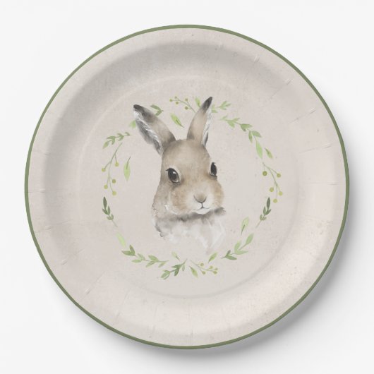 Waldtiere Bunny Rabbit Greenerity Baby Shower Pappteller (Vorderseite)