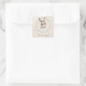 Waldtiere Bunny Rabbit Wasserfarbe Vielen Dank Quadratischer Aufkleber (Tasche)