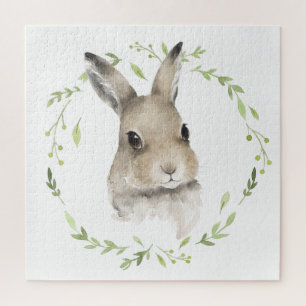 Waldtiere Bunny Rabbit Watercolor Kranz Puzzle