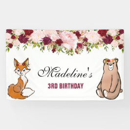 Waldtiere Burgund & Pink Floral Banner