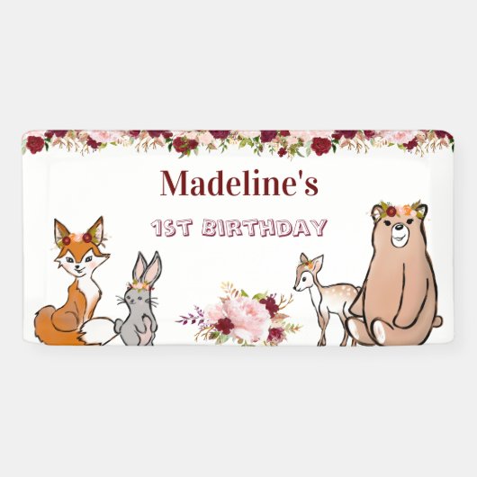 Waldtiere Burgundy & Pink Banner (Horizontal)