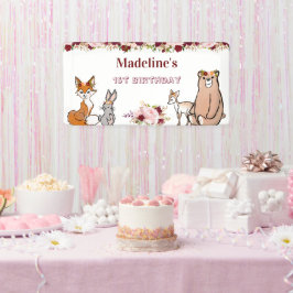 Waldtiere Burgundy & Pink Banner
